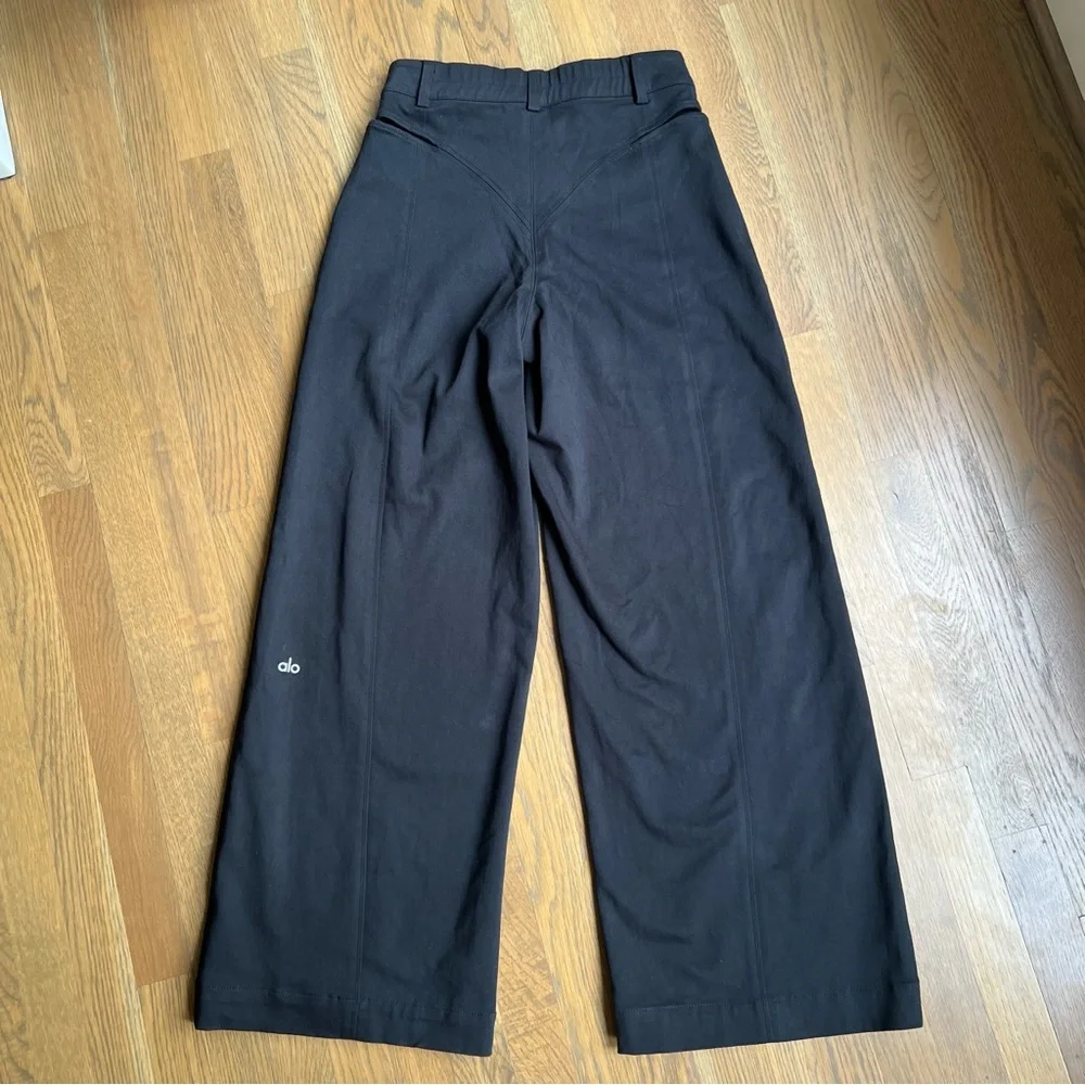 NWOT Alo High Waist Risk Taker Trouser sz Small Black Wide Leg Pants Hip Cutouts